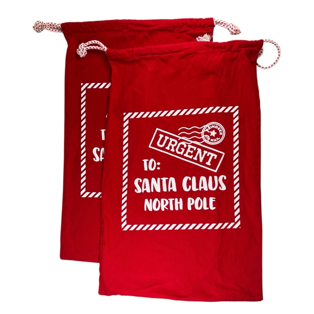 Christmas Heavy Duty Reusable Gift Bags w/Drawstrings Large 17”x27.5”